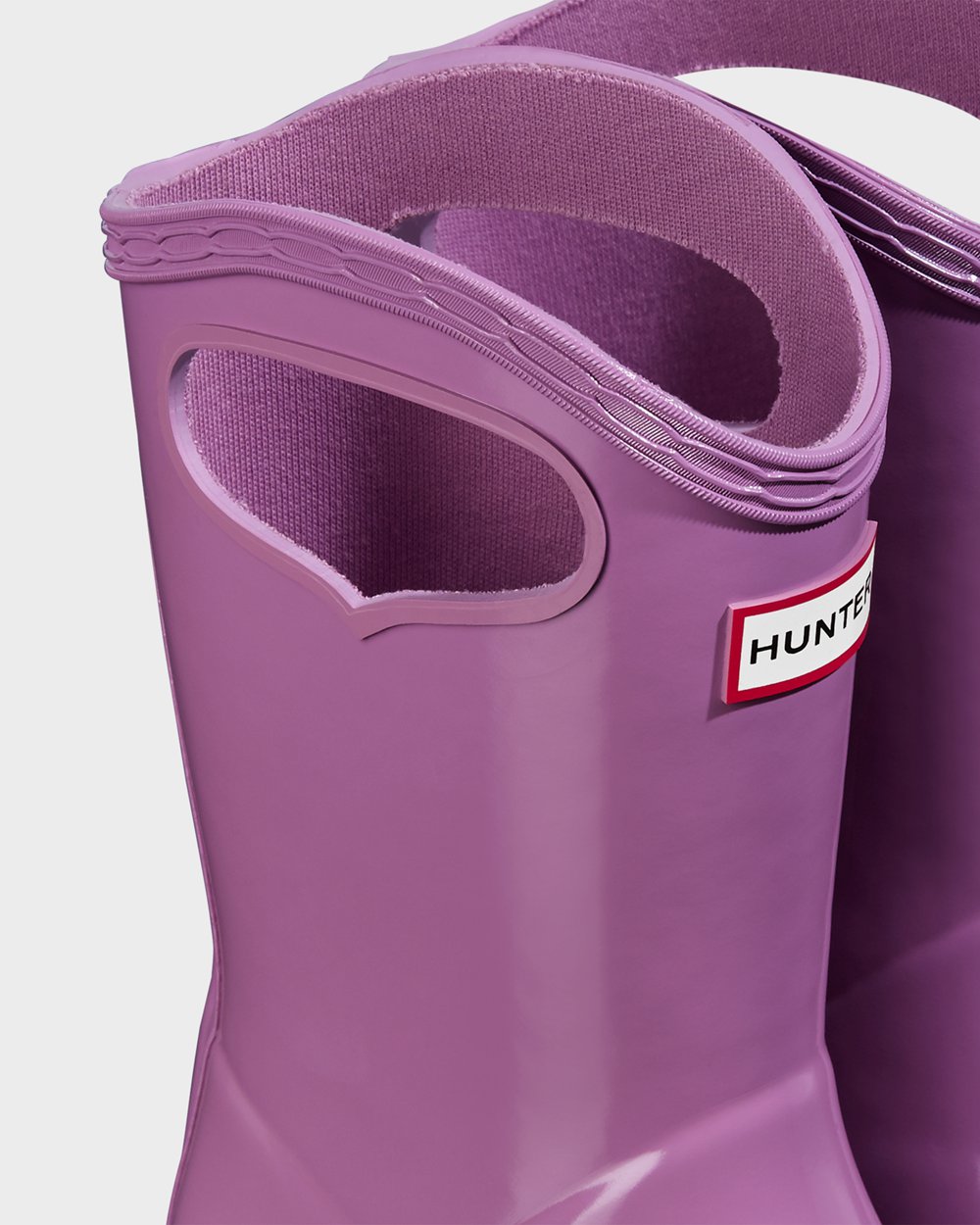 Kids Hunter Original First Classic Grab Handle Gloss | Rain Boots Purple | NZ-38209-AIFO